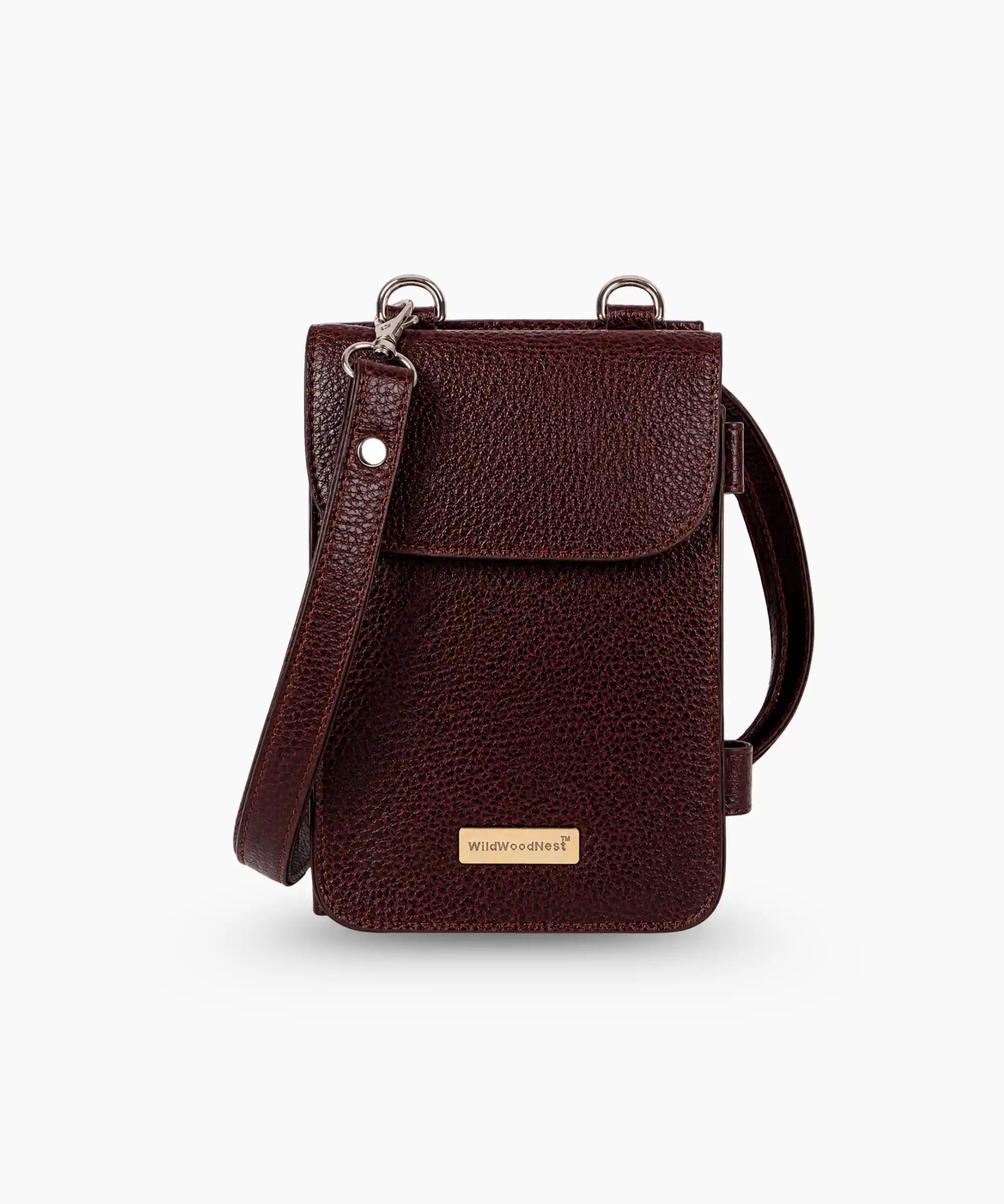 Genuine Leather Crossbody Sling Bag for Women – Mini Phone Purse with Adjustable Strap, Compact Mobile Pouch Side Bag for Girls &amp; Ladies Main image