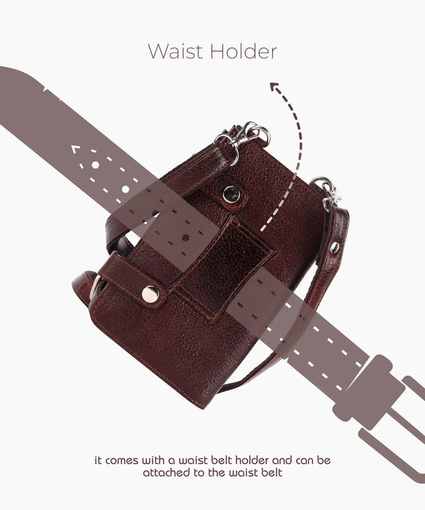 Genuine Leather Crossbody Sling Bag for Women – Mini Phone Purse with Adjustable Strap, Compact Mobile Pouch Side Bag for Girls &amp; Ladies