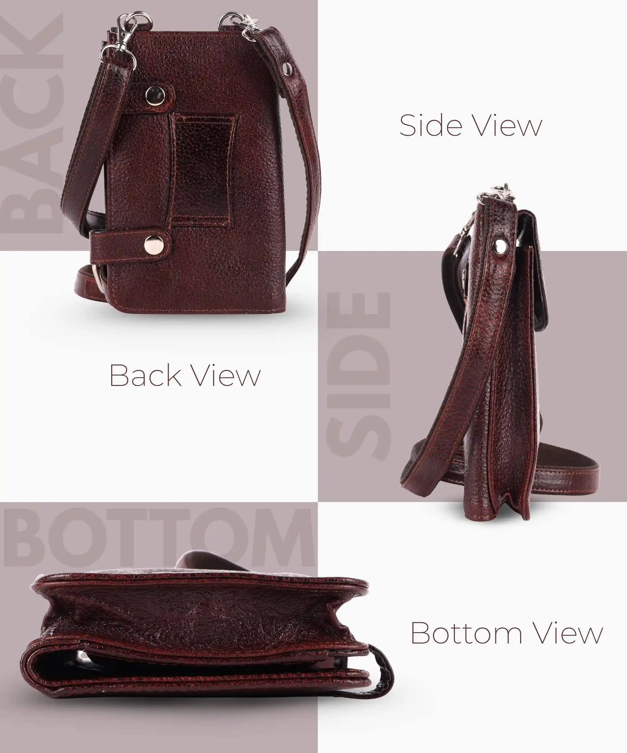 Genuine Leather Crossbody Sling Bag for Women – Mini Phone Purse with Adjustable Strap, Compact Mobile Pouch Side Bag for Girls &amp; Ladies