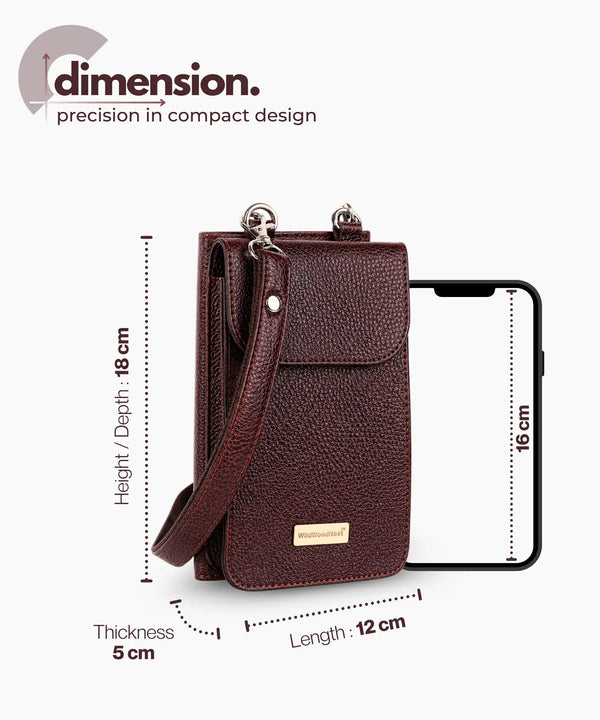 Genuine Leather Crossbody Sling Bag for Women – Mini Phone Purse with Adjustable Strap, Compact Mobile Pouch Side Bag for Girls &amp; Ladies