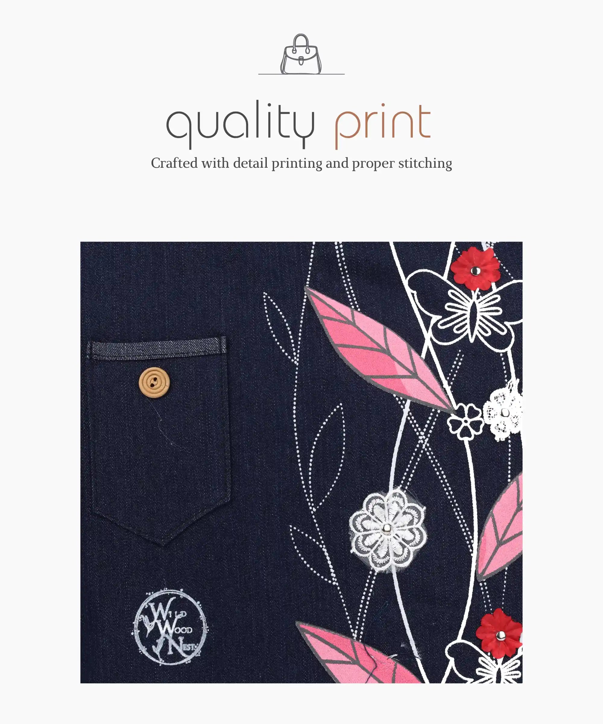 Denim Tote Bag for Women - Large Capacity Canvas Shoulder Bag with Zipper Closure, Floral Print Casual Handbag for Work, College, Travel & Everyday Use