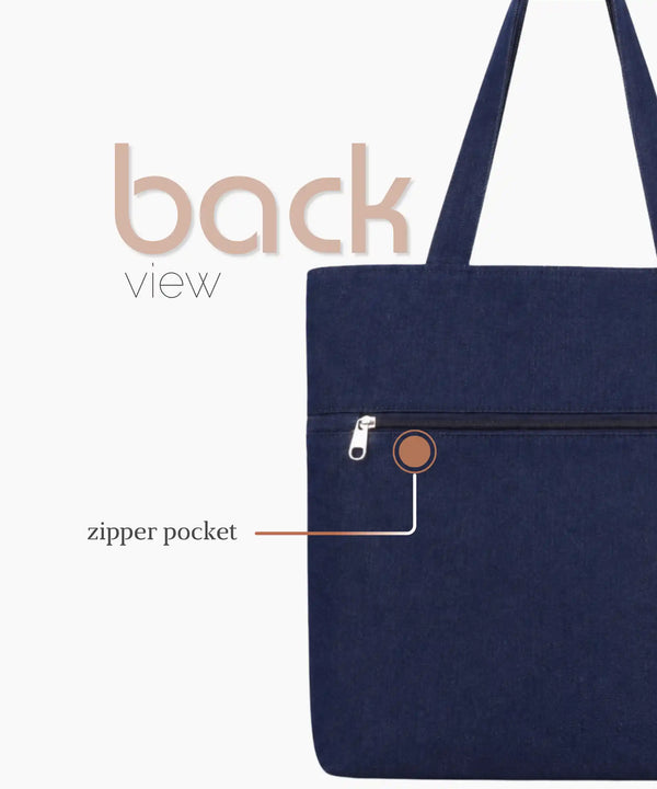 Denim Tote Bag for Women - Large Capacity Canvas Shoulder Bag with Zipper Closure, Floral Print Casual Handbag for Work, College, Travel & Everyday Use
