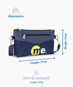 Unisex Denim Sling Bag for Men & Women Crossbody Side Bag with Adjustable Removable Strap Multiple Zipper Pockets Lightweight Travel Casual Daily Use Bag Blue
