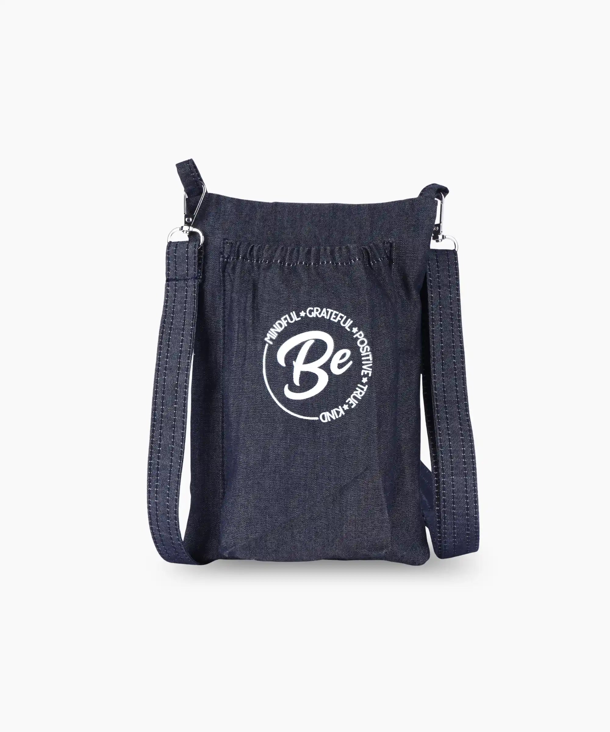 Unisex Denim Sling Bag for Men & Women Crossbody Side Bag with Adjustable Strap Main Zipper Pocket Front Pocket Lightweight Travel Casual Daily Use Bag Blue