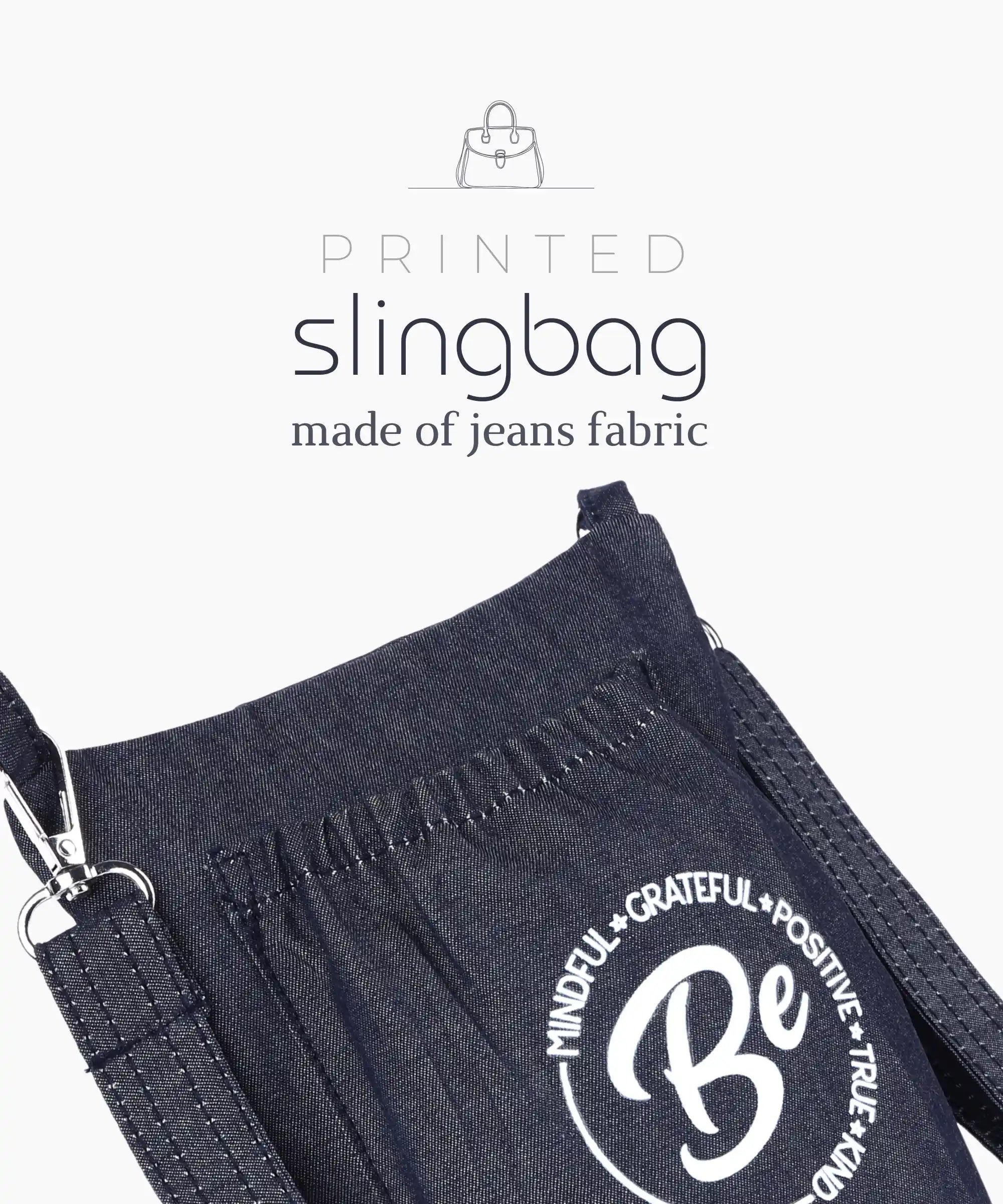 Unisex Denim Sling Bag for Men & Women Crossbody Side Bag with Adjustable Strap Main Zipper Pocket Front Pocket Lightweight Travel Casual Daily Use Bag Blue Secondary image