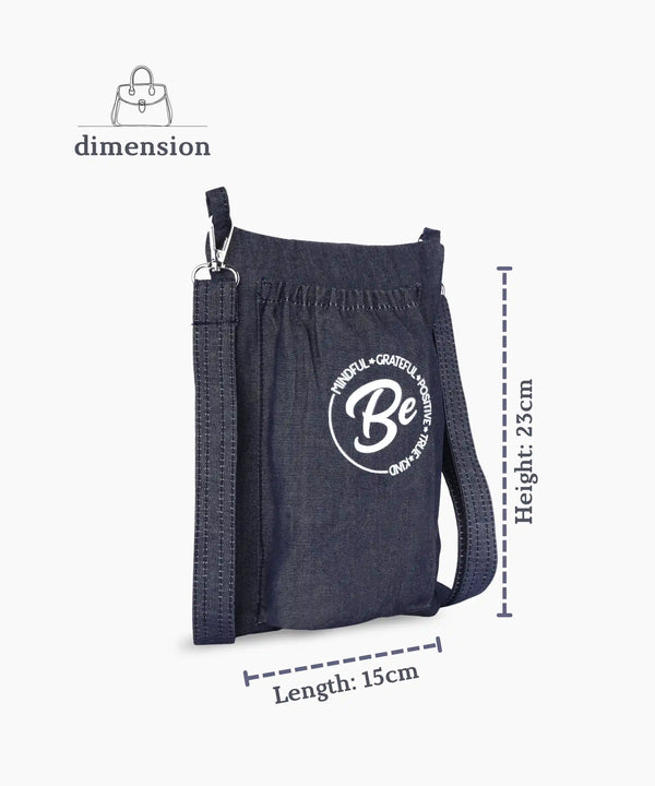 Unisex Denim Sling Bag for Men & Women Crossbody Side Bag with Adjustable Strap Main Zipper Pocket Front Pocket Lightweight Travel Casual Daily Use Bag Blue